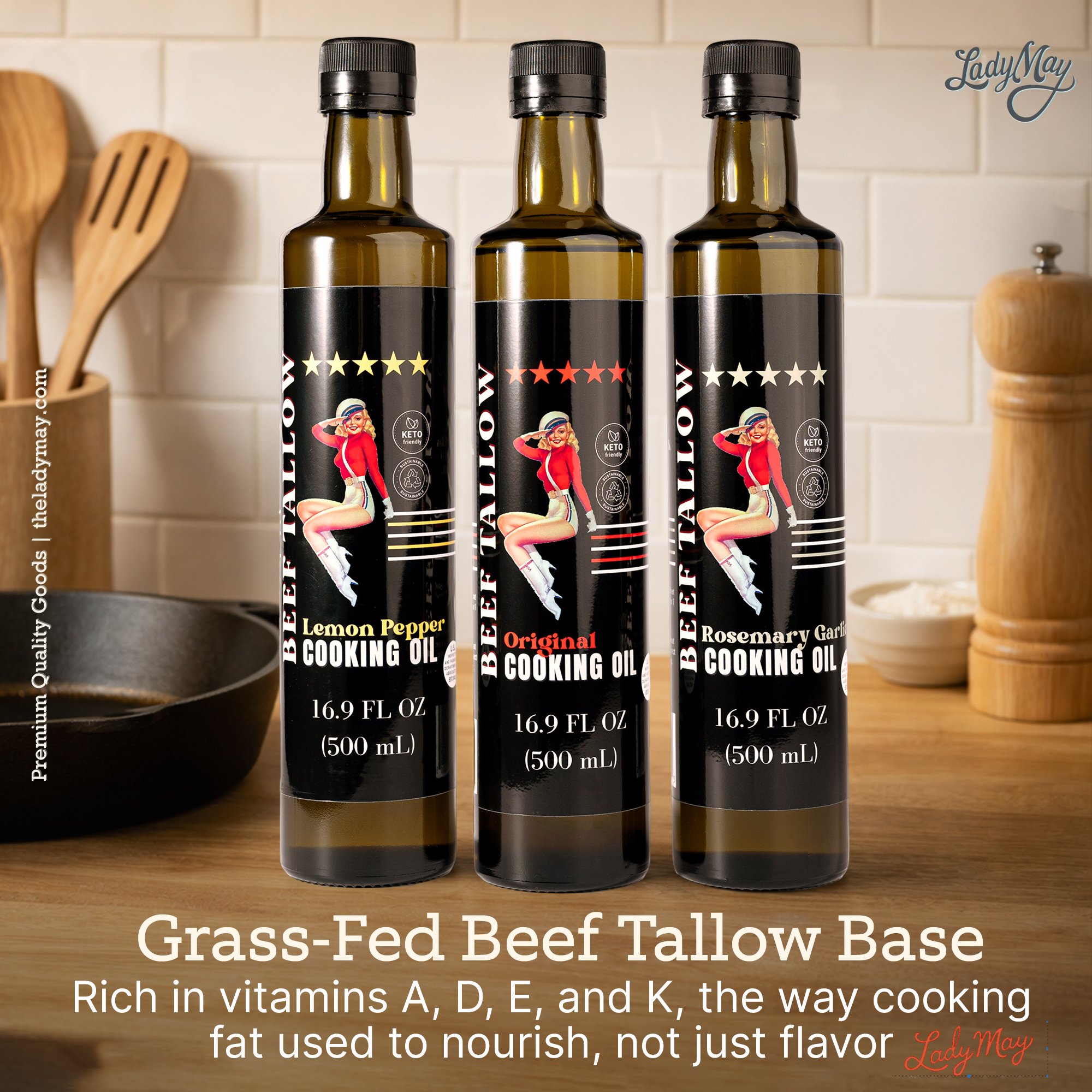 Premium Grass-Fed Beef Tallow Cooking Oil - Restaurant-Proven | Choose Your Flavor